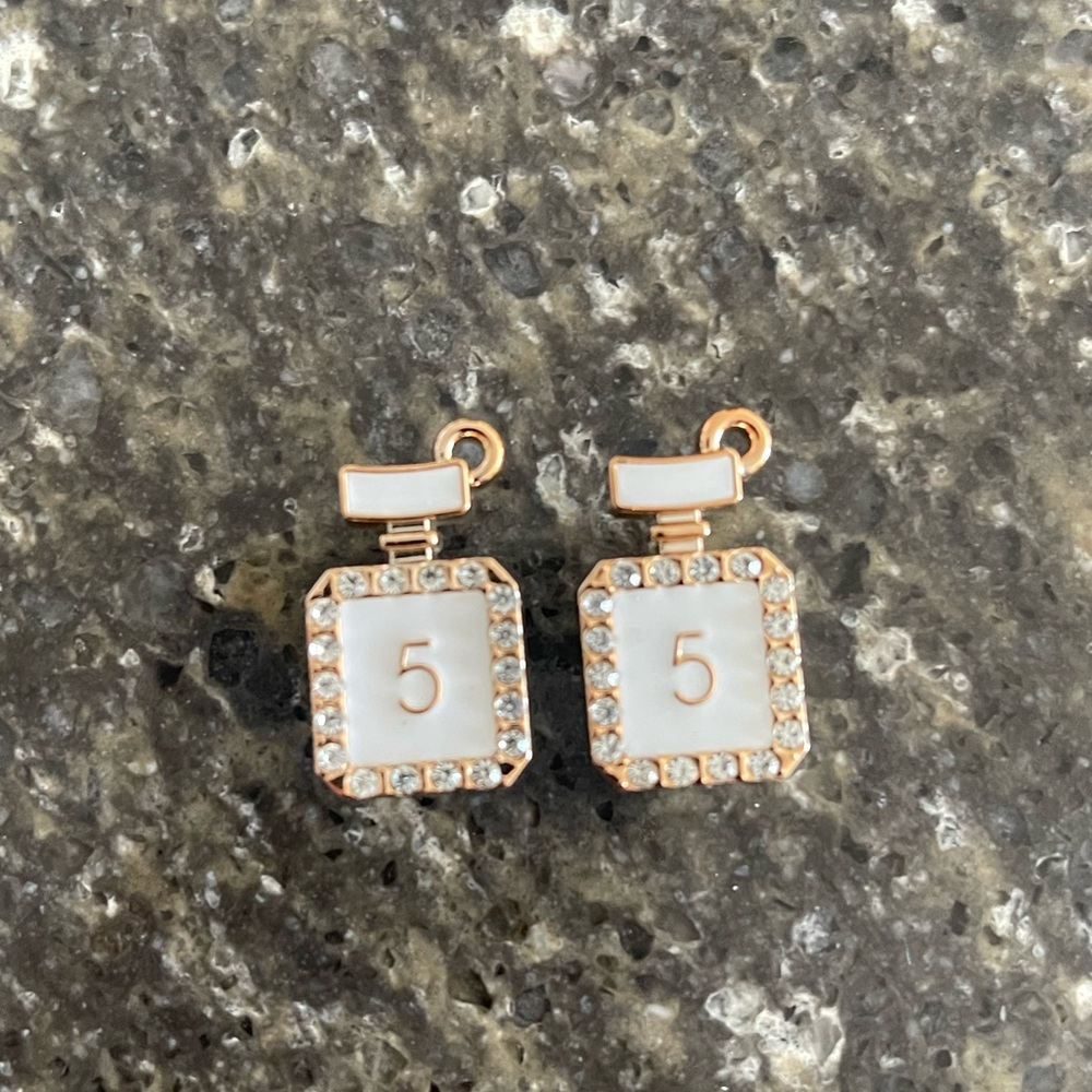 Elegant Gold and White Perfume Bottle Jibbitz